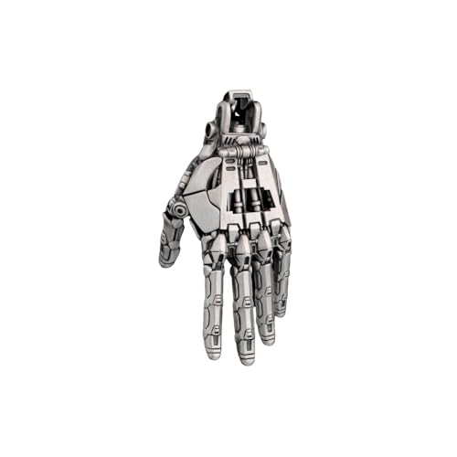 COPPERTIST.WU Individuelle mechanische Hand Anhänger Halskette, bewegliche Finger Gelenke Roboter Hand Charme Schmuck für Männer Frauen (oxidized silver) von COPPERTIST.WU