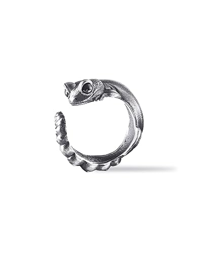 COPPERTIST.WU Knaufschwanzgecko Ringe 925 Sterling Silber Ringe Eidechse Gecko Ringe Tier Schmuck Geschenk für Frauen Männer Reptilienliebhaber(54) von COPPERTIST.WU