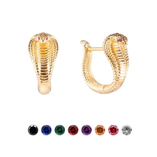 COPPERTIST.WU Kobra Ohrringe Personalisierbar Edelstein Creolen Ohrring für Damen und Herren Hypoallergene Schmuckgeschenke (Gold Vermeil) von COPPERTIST.WU
