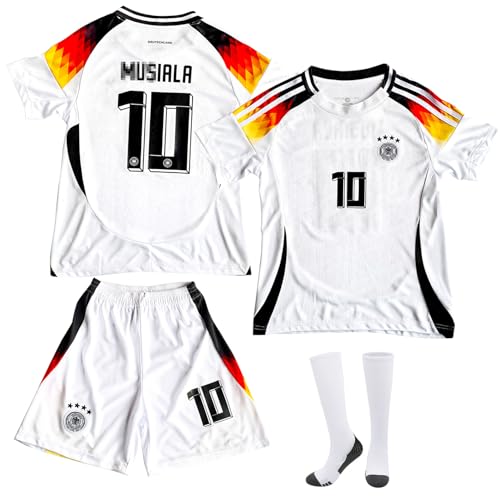 COQOYO Fußball Trikot Kinder Set, Heim Nummer 10 Fussballtrikot für Jungen und Mädchen von 12-13 Jahre, Atmungsaktives und Schnelltrocknendes Fussball Trainingstrikot mit Kurzarm Shorts Socken, Weiß COQOYO Fußball Trikot Kinder Set, Heim Nummer 10 Fussballtrikot für Jungen und Mädchen von 12-13 Jahre, Atmungsaktives und Schnelltrocknendes Fussball Trainingstrikot mit Kurzarm Shorts Socken, Weiß von COQOYO