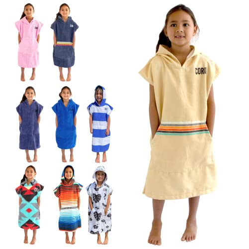 COR Kinder Unisex Poncho Handtuch Robe Hell- und Dunkelblau für Kinder Alter 3-10 (Retro-Sand) von COR Surf