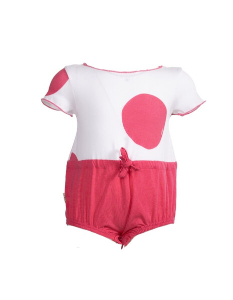 CORA happywear Baby Body Strampler aus Eukalyptus Faser "Verena" weiß mit rosa Muster von CORA happywear