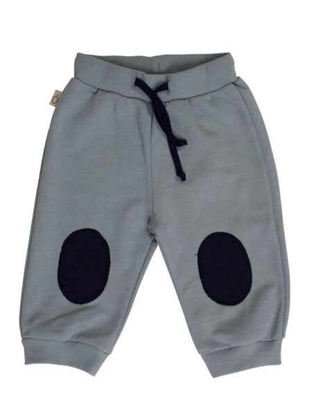 CORA happywear Baby Hose Unisex aus Bio-Baumwolle "Ali" grau mit blaue Flicken von CORA happywear