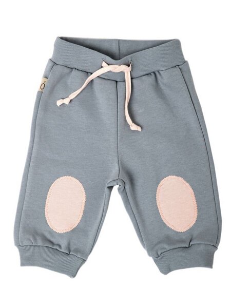 CORA happywear Baby Hose aus Bio-Baumwolle "Ali" grau mit rosa Flicken von CORA happywear