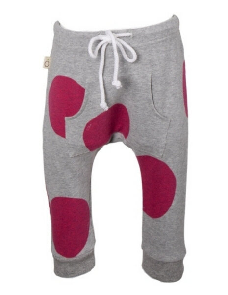 CORA happywear Baby Hose aus Bio-Baumwolle "Marco" grau mit rosa Tupfen von CORA happywear