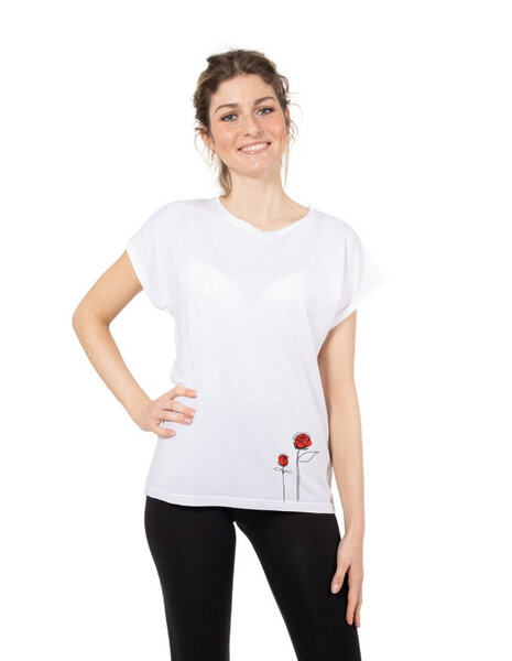 CORA happywear Damen T-Shirt aus Eukalyptus Faser "Laura" | Rosen von CORA happywear