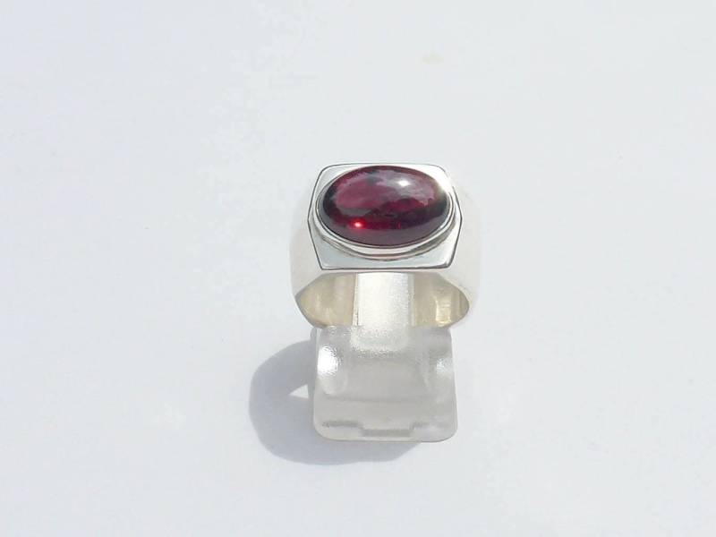 Granat Stein Signet 925 Silber Ovaler Cabochon Granat Ring Jahrestag Hochzeit Schmuck Damenring von CORALIEAUPAYSDESMERV