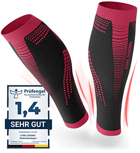 CORE GORIMO – Waden Kompression – Atmungsaktiv – Optimale Unterstützung beim Sport dank Waden Kompressionsstrümpfe ohne Fuß für Damen Herren (M, Schwarz/Rot) von CORE GORIMO