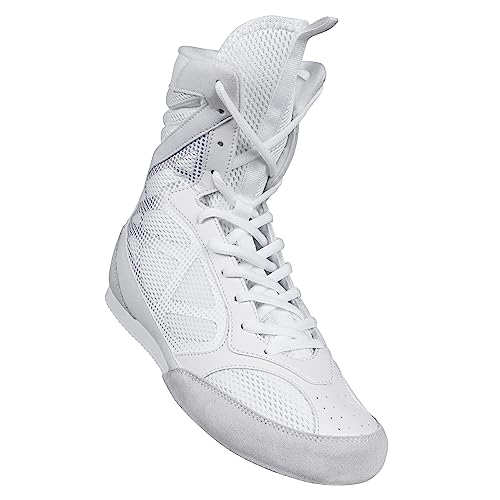 CORE Leichte Boxschuhe für Herren und Damen, Trainingsschuhe mit hoher Unterstützung, Boxstiefel mit hoher Zugkraft, atmungsaktive Boxschuhe mit Schnürung, Weiß, 26.5~28.0 cm von CORE
