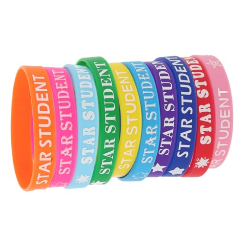 CORHAD 10 Stück Motivations Silikonarmbänder Teilig Bunt Stern Student Belohnung Armbänder für Schule Klassenzimmer Lernförderung von CORHAD