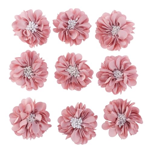 CORHAD 10 Stück Teiliges DIY Flache Stoffblumen für Haarschmuck Basteln Haarspangen Zubehör Vielseitig Verwendbar Champagnerfarben von CORHAD