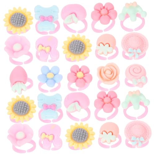 CORHAD 100 Stück Teiliges Ringe aus Kunststoff Offene Verstellbare Blumenringe für Mädchen Geburtstag Party Geschenke für Teenager und Kleine Mädchen von CORHAD