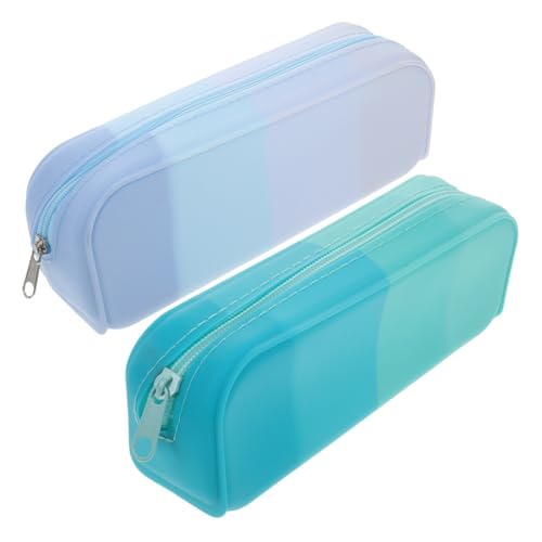 CORHAD 2 Stück Teiliges Federmäppchen aus Farbigem Silikon Große Kapazität Leicht Reißverschlussfrei Ästhetisch Tragbar für Schüler und Mädchen Praktischer Stifteorganizer in Candy von CORHAD