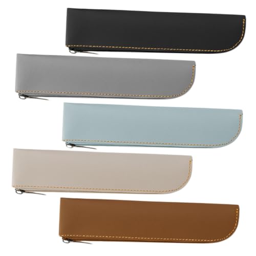 CORHAD 5 Stück PU Leder Stifteetuis Große Kapazität Federmäppchen mit Reißverschluss Multifunktionale Stiftetui für Schule Teenager Mädchen Büro Tragbare Schreibwaren Tasche von CORHAD
