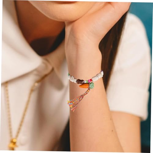 CORHAD Bunte Elastische Armband mit Natürlichem Stein und Keramikperlen Verstellbar für Handgelenke Festliches Hasen design mit Verspielter Karotten akzent Charmantes Ostern Accessoire von CORHAD