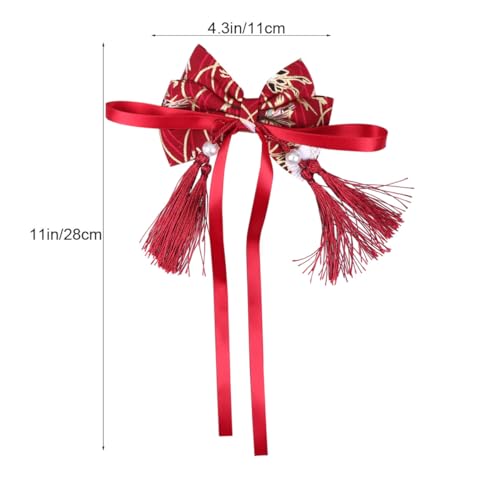 CORHAD Chinesischer Haarklammer Schleifenform Haarclip mit Quaste Mädchen Haaraccessoire Traditioneller Stil für Neujahr Festliche Kopfbedeckung von CORHAD