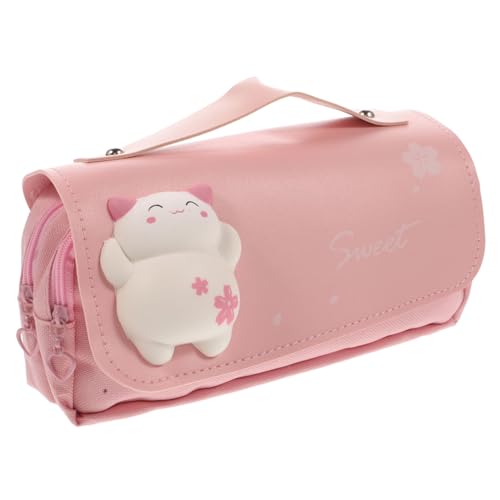 CORHAD Adorable Mehrzweck Federmäppchen Tragbare Süße Und Funktionale Stiftetasche Aus Canvas Für Schüler Lehrer Und Büroangestellte Mit Druckknopf-Spielzeug Und Großem Stauraum von CORHAD