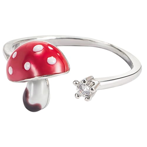 CORHAD Verstellbarer Damen Ring Pilz Design Offener Fingerring Schmuck für Mädchen und Frauen Elegant Leicht Tragbar von CORHAD