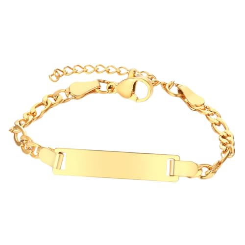 CORHAD Verstellbares Kinderarmband mit Gravierbarem Blanko Metallplättchen Modisches Leichtes DIY Schmuckstück Personalisierbares für Mädchen von CORHAD