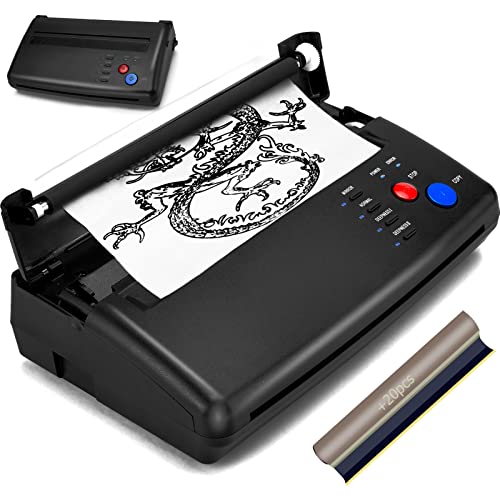 CORIEOSD Tattoo Transfer Schablone Maschine mit 20 Thermo Tattoo Kit Kopierer Drucker Tattoo Transfer Schablone Papier Tattoo Schablone Drucker Maschine für Tattoos Schwarze Version CORIEOSD Tattoo Transfer Schablone Maschine mit 20 Thermo Tattoo Kit Kopierer Drucker Tattoo Transfer Schablone Papier Tattoo Schablone Drucker Maschine für Tattoos Schwarze Version von CORIEOSD
