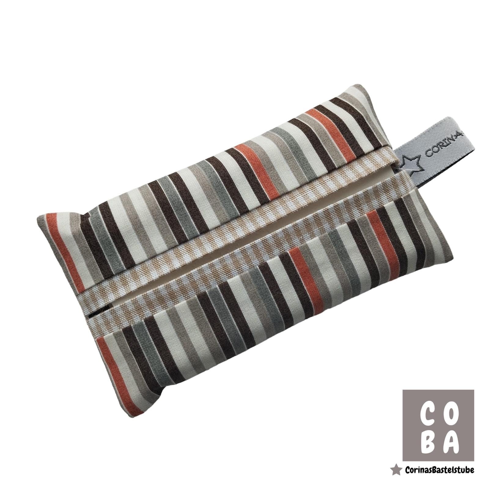 Taschentüchertasche Tatüta Streifen Braun Beige von CORINAsBASTELSTUBE
