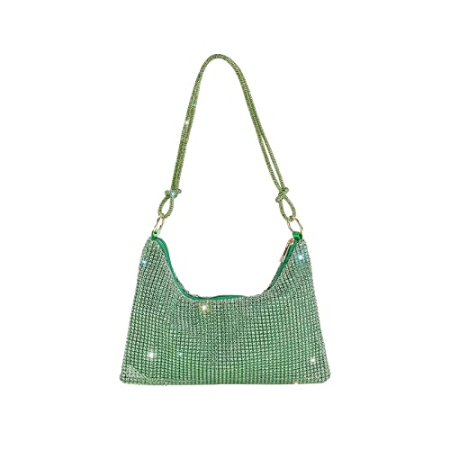 CORIOS Abendtasche Damen Strass Handtasche Strasssteine Schultertasche Shiny Diamant Clutch Bag Klein Tasche Glitzer Umhängetasche für Hochzeit Bankett-Party Abschlussball Grün von CORIOS