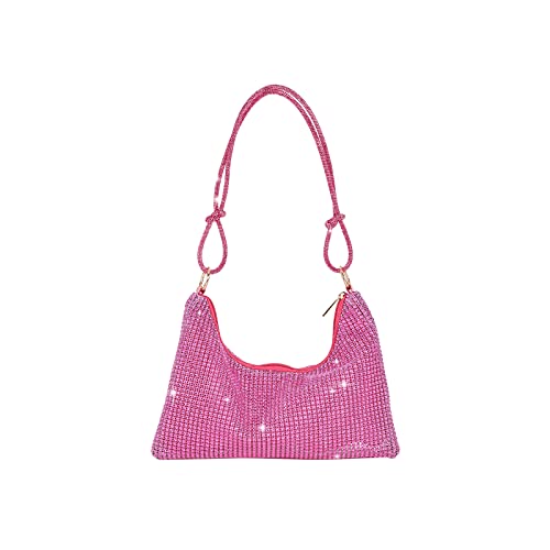 CORIOS Abendtasche Damen Strass Handtasche Strasssteine Schultertasche Shiny Diamant Clutch Bag Klein Tasche Glitzer Umhängetasche für Hochzeit Bankett-Party Abschlussball Rosa von CORIOS