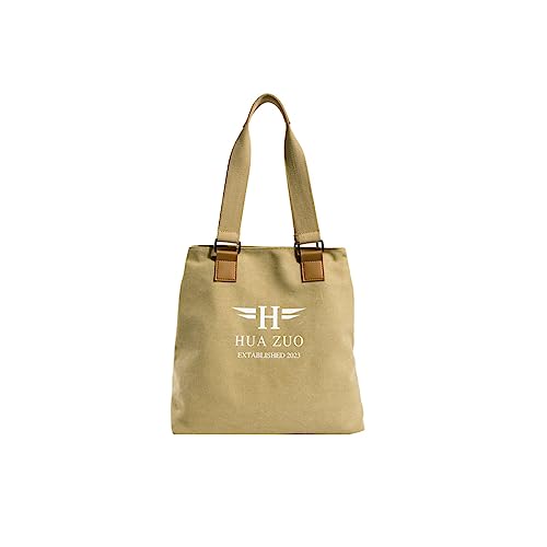 CORIOS Canvas Handtasche Damen Schultertasche Casual Henkeltaschen Große Kapazität Tragetasche Multifunktionale Tote Beutel Henkeltasche für Arbeit Shopper Reise Khaki von CORIOS