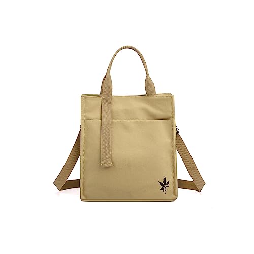 CORIOS Canvas Schultertasche Damen Handtasche Casual Umhängetasche Henkeltasche Mittlere Kapazität Tote Beutel Multifunktionale Henkeltaschen Tragetasche für Shopper Arbeit Reise Alltag Khaki von CORIOS