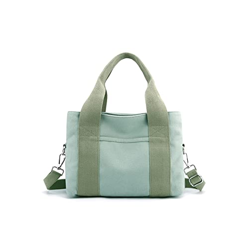 CORIOS Canvas Schultertasche Damen Handtasche Casual Umhängetasche Mittlere Kapazität Henkeltaschen Multifunktionale Tote Beutel Mode Arbeit Shopper Reise Alltag Tragetasche Grün von CORIOS