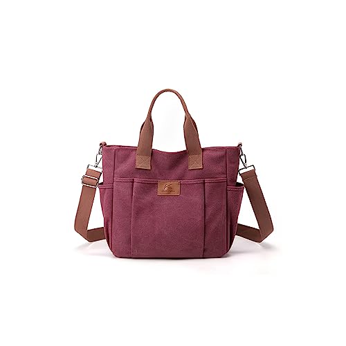 CORIOS Canvas Schultertasche Damen Handtasche Große Kapazität Umhängetasche Casual Henkeltaschen Multifunktionale Tote Beutel Tragetasche für Shopper Arbeit Reise Lila von CORIOS