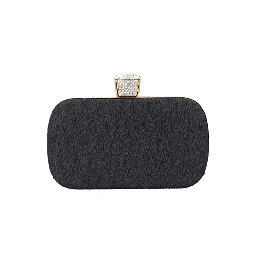 CORIOS Clutch Damen Glitter Handtasche Glänzend Schultertasche Kette Abendtasche Elegante Umhängetasche für Cocktailparty Abendparty Tanzparty Schwarz von CORIOS