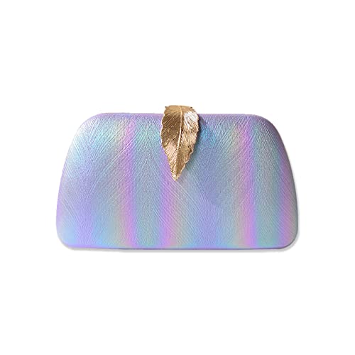CORIOS Clutch Damen Glitter Handtasche Kette Abendtasche Umhängetasche mit Blatt Schnalle Verschluss Portemonnaie Tasche Glänzend Schultertasche für Cocktailparty Abendparty Tanzparty Hellviolett von CORIOS
