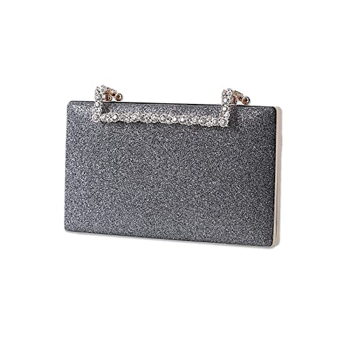 CORIOS Clutch Damen Glitzer Abendtasche Funkelnd Schultertasche Hochzeit Brautbörse Handtasche Glänzend Umhängetasche Cocktail Party Abschlussball Tasche für Frauen Silber Grau von CORIOS
