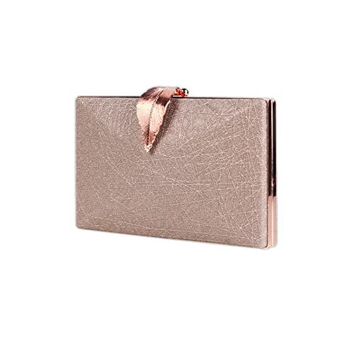 CORIOS Clutch Damen Kette Abendtasche Umhängetasche mit Blatt Schnalle Verschluss Glänzend Schultertasche Portemonnaie Tasche Glitter Handtasche für Hochzeit Abendparty Tanzparty Geburtstag Roségold von CORIOS
