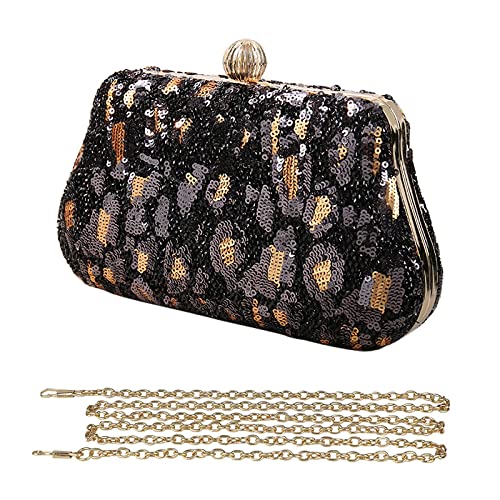 CORIOS Clutch Damen Luxus Abendtasche Glitter Handtasche Glänzend Umhängetasche Elegant Schultertasche Portemonnaie Tasche für Cocktailparty Abendparty Tanzparty Geburtstag Schwarz von CORIOS