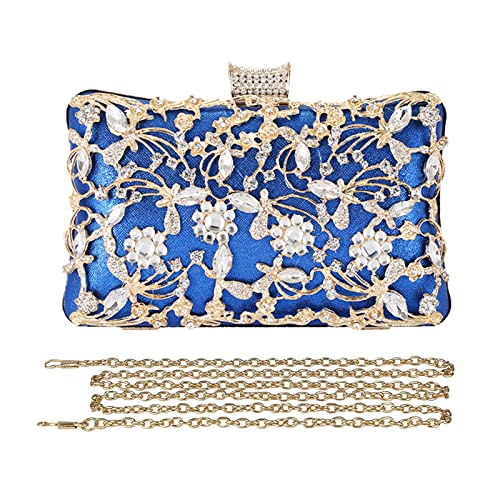 CORIOS Clutch Damen Strass Luxus Abendtasche Kristall Glitter Handtasche Glänzend Umhängetasche Elegant Schultertasche Portemonnaie Tasche für Cocktailparty Abendparty Tanzparty Geburtstag Blau von CORIOS