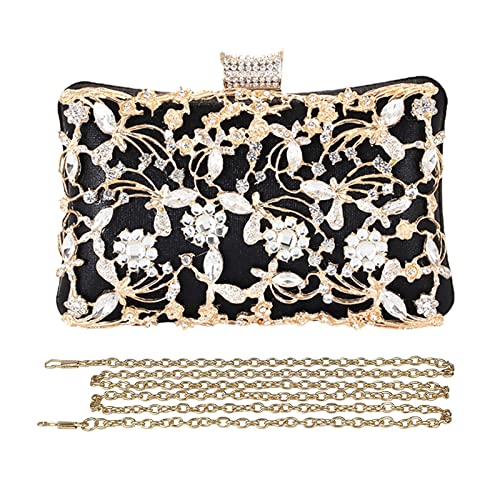 CORIOS Clutch Damen Strass Luxus Abendtasche Kristall Glitter Handtasche Glänzend Umhängetasche Elegant Schultertasche Portemonnaie Tasche für Cocktailparty Abendparty Tanzparty Geburtstag Schwarz von CORIOS