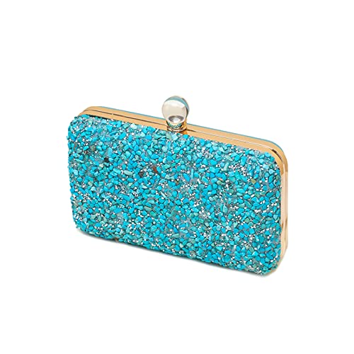 CORIOS Damen Abendtasch Strass Clutch Tasche Formale Handtasche Elegante Schultertasche Klein Tasche Luxuriös Umhängetasche Abschlussball Party Hochzeit Brauttasche für Frauen Blau von CORIOS