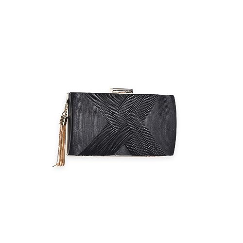 CORIOS Damen Abendtasche Fransen Clutch Tasche Elegante Schultertasche Kettentasche Tasche Luxurious Handtasche Hochzeit Brautbörse Klein Umhängetasche Schwarz von CORIOS