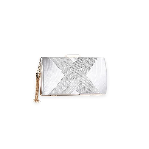 CORIOS Damen Abendtasche Fransen Clutch Tasche Elegante Schultertasche Kettentasche Tasche Luxurious Handtasche Hochzeit Brautbörse Klein Umhängetasche für Hochzeit Wedding Prom Party Silber von CORIOS