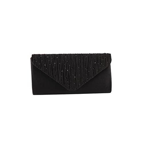 CORIOS Damen Abendtasche Glitter Strass Clutch Tasche Envelope Henkeltasche Glänzend Umhängetasche Glitzer Hochzeit Brautbörse Elegante Schultertasche für Hochzeit Abschlussball Bankett-Party Schwarz von CORIOS