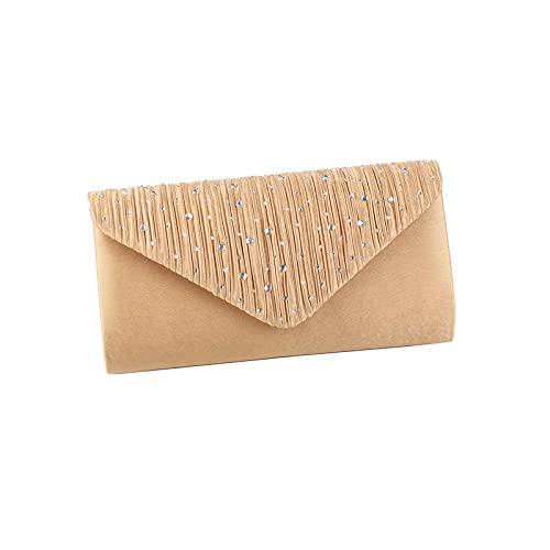 CORIOS Damen Abendtasche Glitter Strass Clutch Tasche Envelope Henkeltasche Glänzend Umhängetasche Glitzer Hochzeit Brautbörse Elegante Schultertasche für Hochzeit Abschlussball Bankett-Party Gold von CORIOS