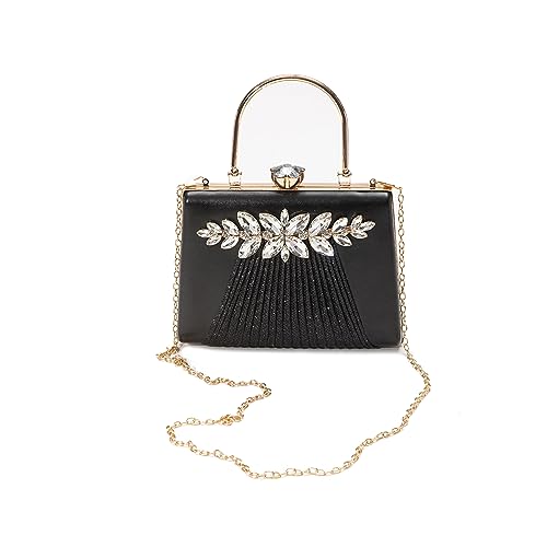 CORIOS Damen Abendtasche Glitzer Strass Clutch Tasche Hochzeit Brautbörse Handtasche Pailletten Schultertasche Elegante Diamant Umhängetasche Klein Tasche Schwarz von CORIOS