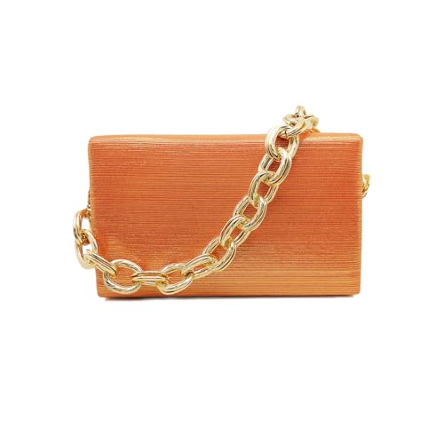 CORIOS Damen Abendtasche Hochzeit Brautbörse Handtasche Glitzer Pailletten Clutch Tasche Elegante Schultertasche Funkelnd Kettentasche Tasche Glänzend Umhängetasche Orange von CORIOS