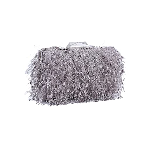 CORIOS Damen Abendtasche Kleine Clutch Abnehmbarer Kette Tasche Hochzeit Braut Handtasche Portemonnaie Tasche Schultertasche Elegante Umhängetasche für Hochzeit Abendparty Tanzparty Hellgrau von CORIOS