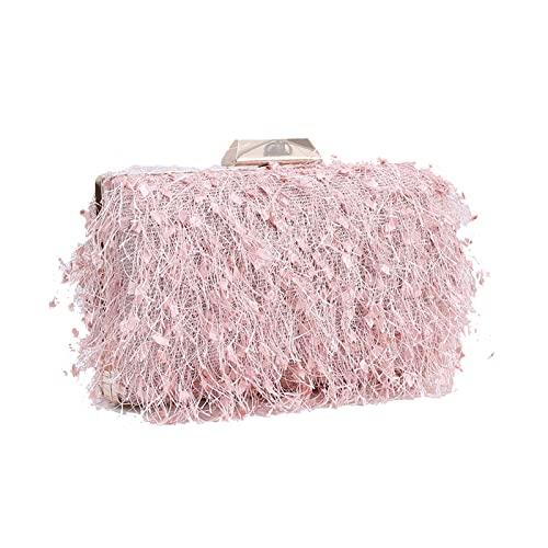 CORIOS Damen Abendtasche Kleine Clutch Abnehmbarer Kette Tasche Hochzeit Braut Handtasche Portemonnaie Tasche Schultertasche Elegante Umhängetasche für Hochzeit Abendparty Tanzparty Rosa von CORIOS