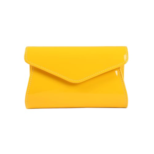 CORIOS Damen Abendtasche PU Leder Clutch Luxus Umschlag Klappe Handgelenktasche Elegant Brauttasche Klein Tasche Abnehmbarer Kette Handtasche für Tanzparty Hochzeit Geburtstag Abendparty Gelb von CORIOS