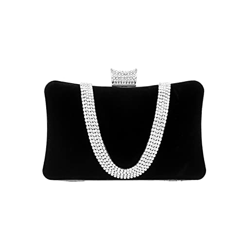 CORIOS Damen Abendtasche Samt Clutch Bag Glitter Strass Handtasche Kette Tasche Shining Portemonnaie Elegante Umhängetasche Glänzend Schultertasche für Cocktail Party Abendparty Tanzparty Schwarz von CORIOS