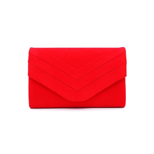 CORIOS Damen Abendtasche Samt Clutch Tasche Envelope Henkeltasche Hochzeit Brautbörse Elegante Schultertasche Retro Umhängetasche für Hochzeit Abschlussball Bankett-Party Rot von CORIOS
